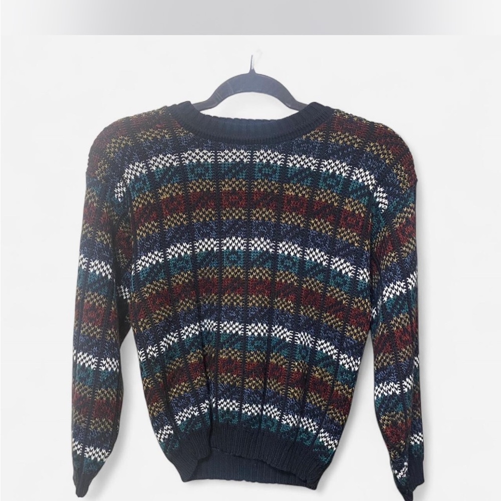 New Era Black Knit Sweater with Rainbow Detail